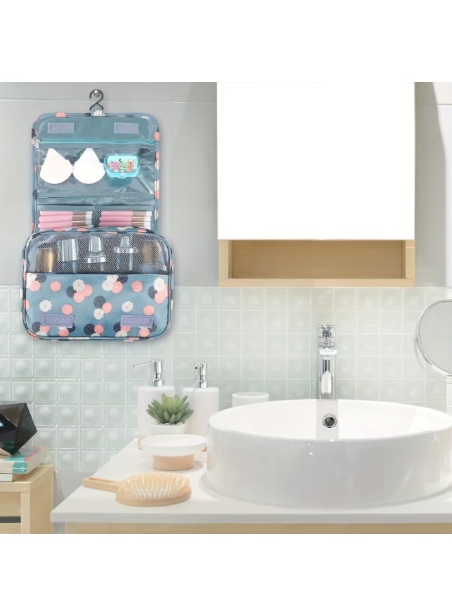 شنطة مكياج وتعليق للسفر متعددة الجيوب – خامة مقاومة للماء – منظم أدوات تجميل بحامل تعليق – سعة كبيرة وقابلة للطي - Image 5